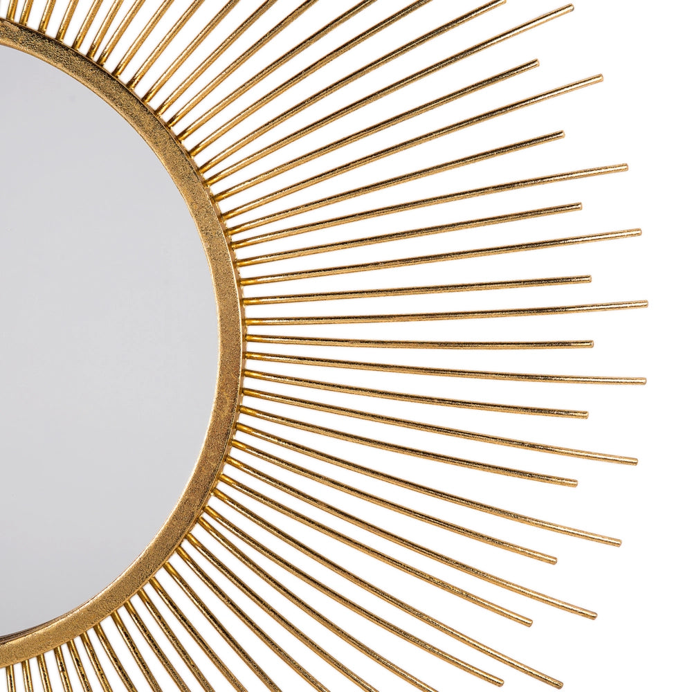 Specchio da parete a forma di sole rotondo dorato da 80 cm a forma di sole