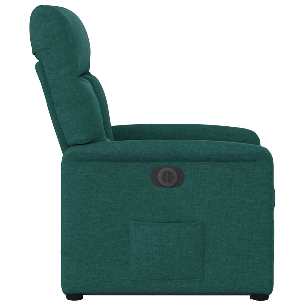 Poltrona Alzapersona Reclinabile Elettrica Verde Scuro Tessuto 3303058