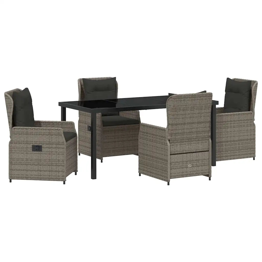 Set da Pranzo per Giardino 5 pcs Grigio polyrattan 3380956
