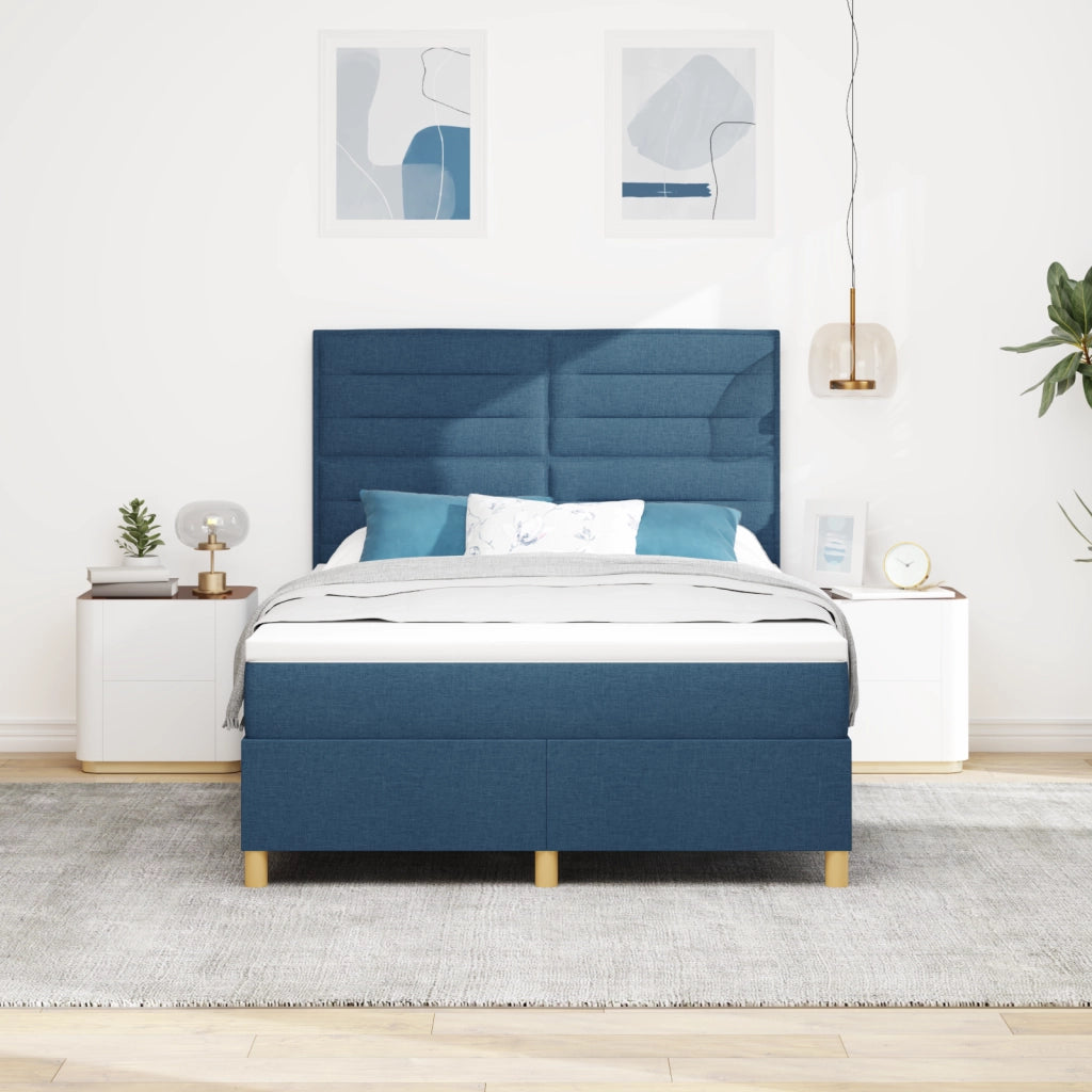 Letto con rete a molle Blu 140x190 cm Tessuto
