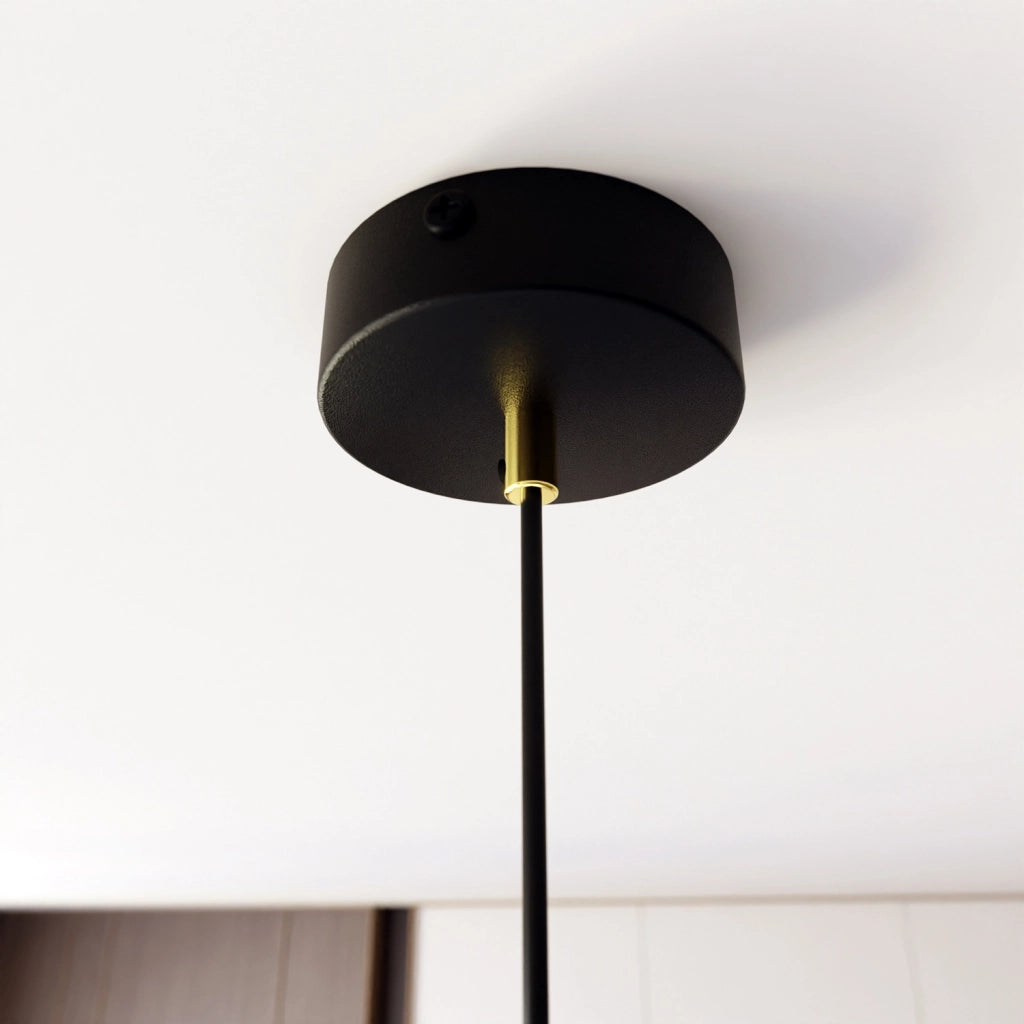 Sospensione Contemporanea In Acciaio 1 Luce Shu Nero E Oro