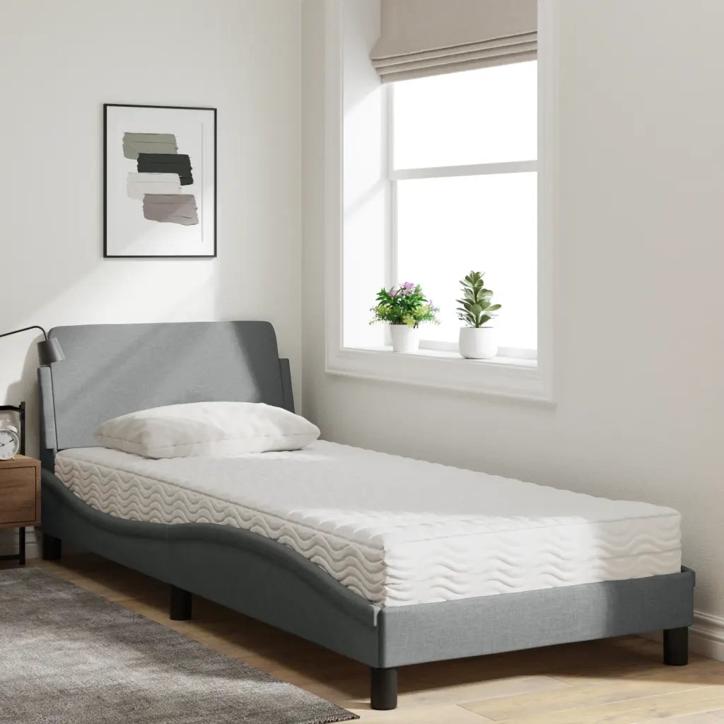 Letto con Materasso Dover Grigio Chiaro 90x190 cm in Tessuto 3208304