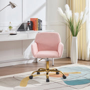 Sedia da ufficio, sedia da trucco, girevole, altezza della seduta regolabile, rivestimento in velluto sintetico, struttura in metallo, rosa
