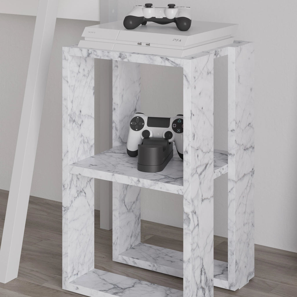 Comodino in legno "Lonie" 30 x 30 x 55 cm - marmo di Carrara