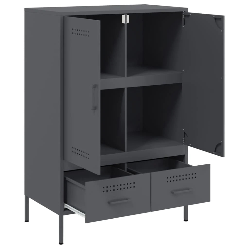 Buffet credenza cassettiera mobiletto mobile contenitore organizer cucina soggiorno salotto alto 68 x 39 x 101,5 cm acciaio antracite 02_0032207