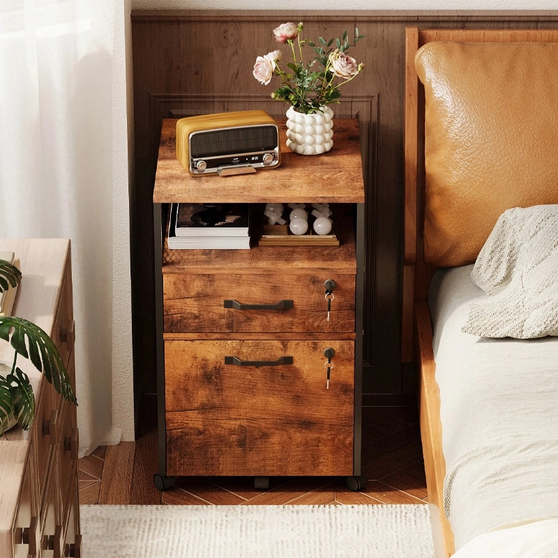 Armadio su ruote per l'archiviazione di documenti con cassetti chiudibili a chiave loft 69 cm
