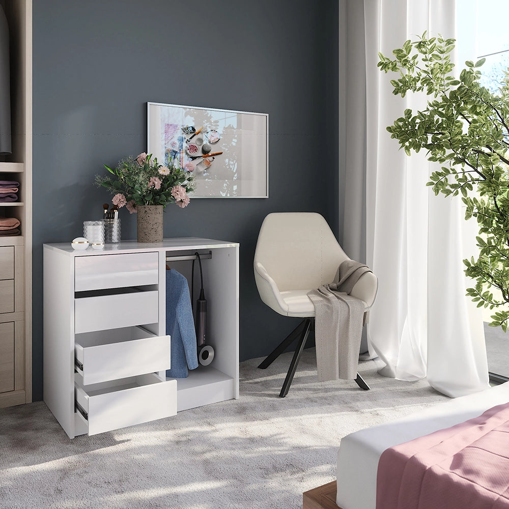 Vicco Cassettiera per camera da letto Bianco/bianco lucido 80.2 x 76 cm 2 parti