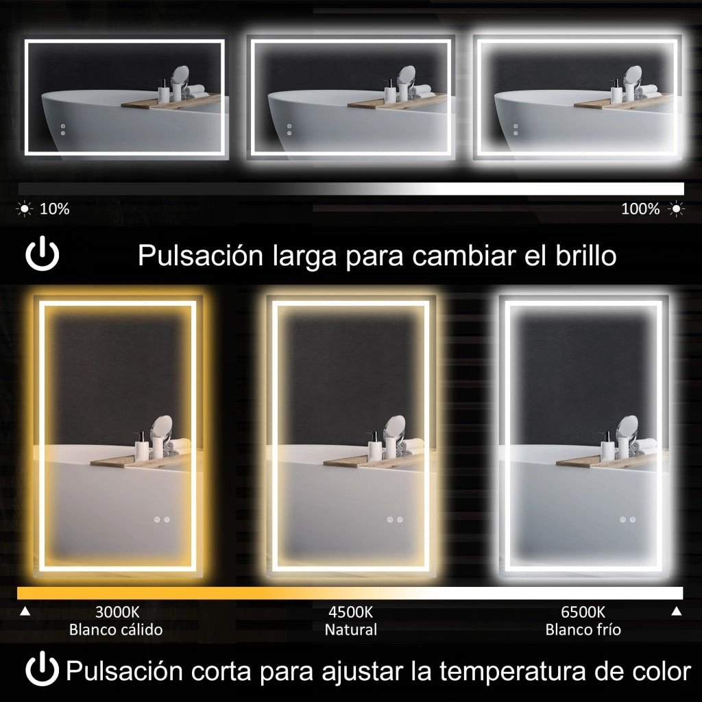 Specchio da Bagno LED 100x60 cm ¨C Xylo ¨C Retroilluminato Antivaho Luce Regolabile