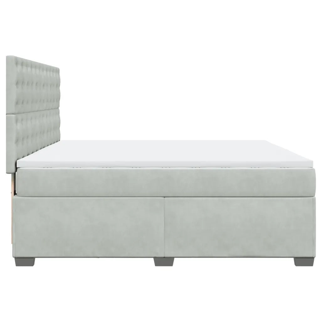 Giroletto a Molle con Materasso Grigio Chiaro 180x200cm Velluto