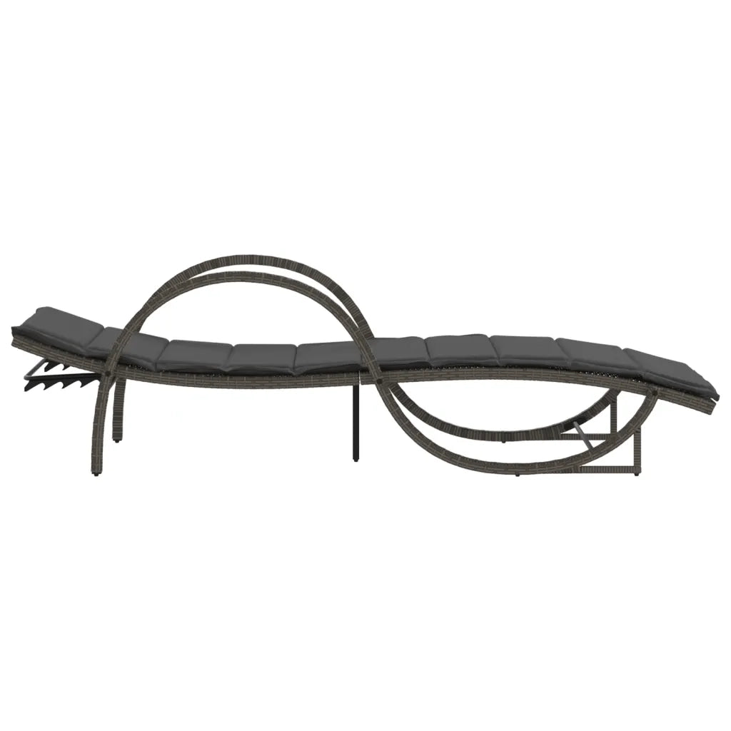 Lettino Prendisole con Cuscino Grigio 60x199x42cm in Polyrattan 368259