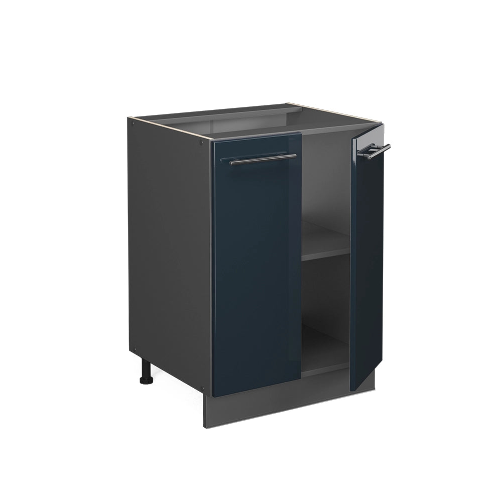 Mobiletto base cucina Fame-Line Blu scuro lucido/Antracite 60 cm senza piano di lavoro Vicco
