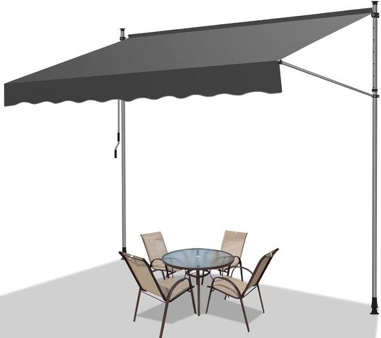 Ombrellone UV e Acquaplaning per Terrazza, Giardino e Balcone - Ombrellone Solare Regolabile 400cm Grigio