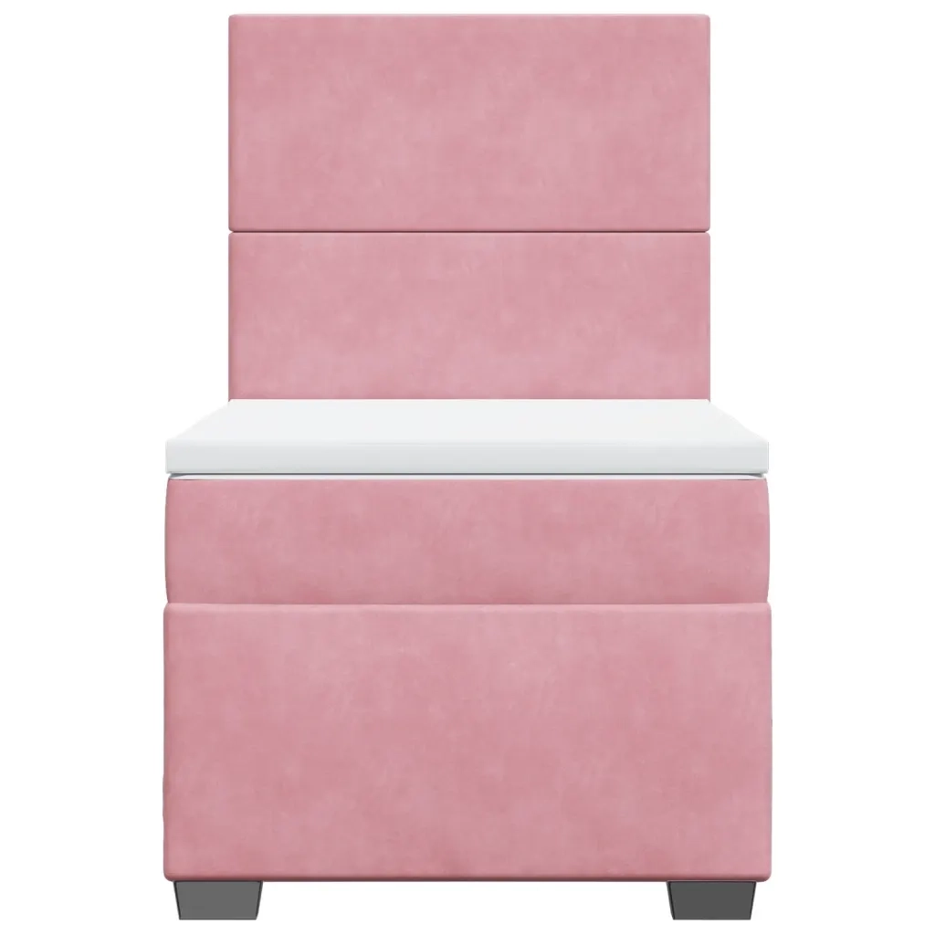 Giroletto a Molle con Materasso Rosa 90x200 cm in Velluto 3290809