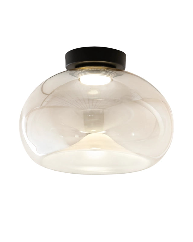 Brena - Lampada da soffitto rotonda con led integrato Fabas Luce - Applique LED 19W dimmerabile - Cognac concava