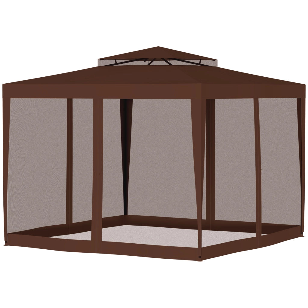 Gazebo da Giardino 3x3 m con 4 Zanzariere ¨C Zephmum ¨C Marrone Metallo