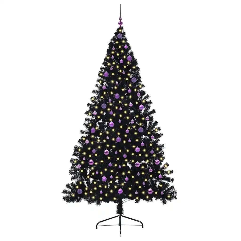 Albero di Natale artificiale con luci integrate Nero 240 cm PVC 3397173