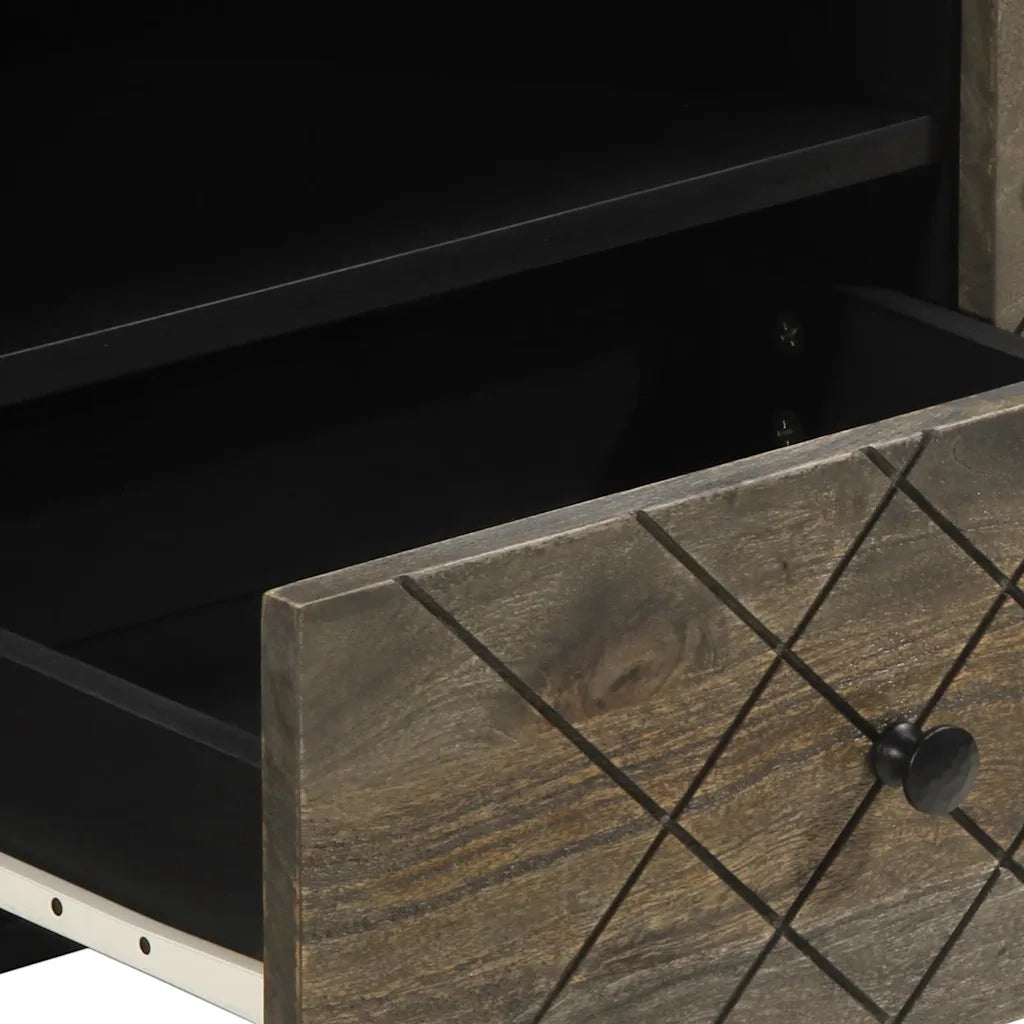 Mobile Porta TV Nero 105x33x46 cm in Legno Massello di Mango
