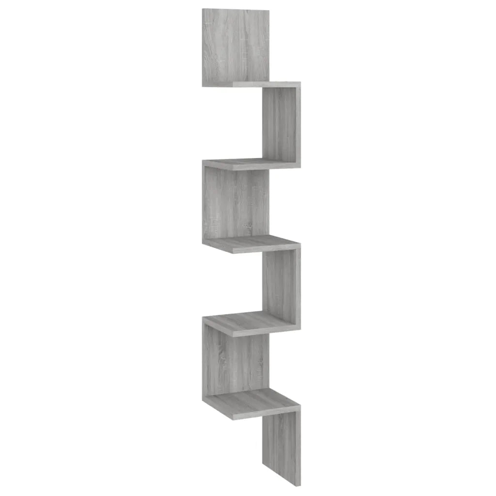 Mensola Angolare Grigio Sonoma 20x20x127,5 cm Truciolato 815211