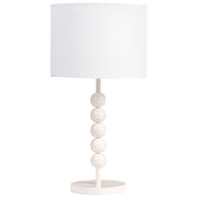 Lampada da tavolo in metallo con paralume a tamburo in tessuto bianco in stile moderno di metà secolo