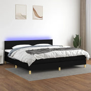 Letto a Molle Materasso e LED Nero 200x200cm in Tessuto 3133583