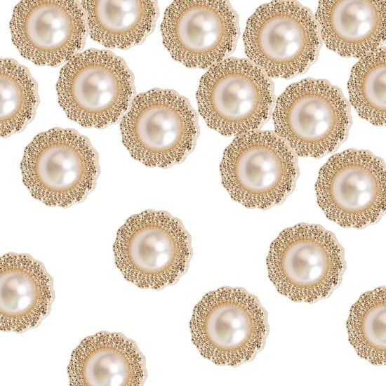 Parelknoppi con strass - 50 pezzi oro - 18 mm - Knoppi acril retro vintage