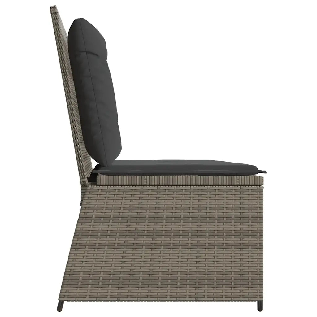 Panca Reclinabile da Giardino con Cuscini-Sgabello-Sedia da esterno Grigia in Polyrattan 571825