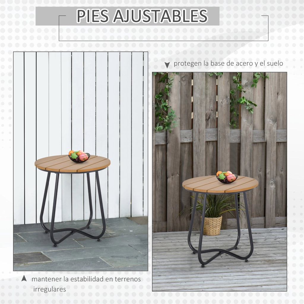 Tavolino da giardino rotondo in legno con gambe regolabili ¨C zephmum ¨C ?49x48 cm nero