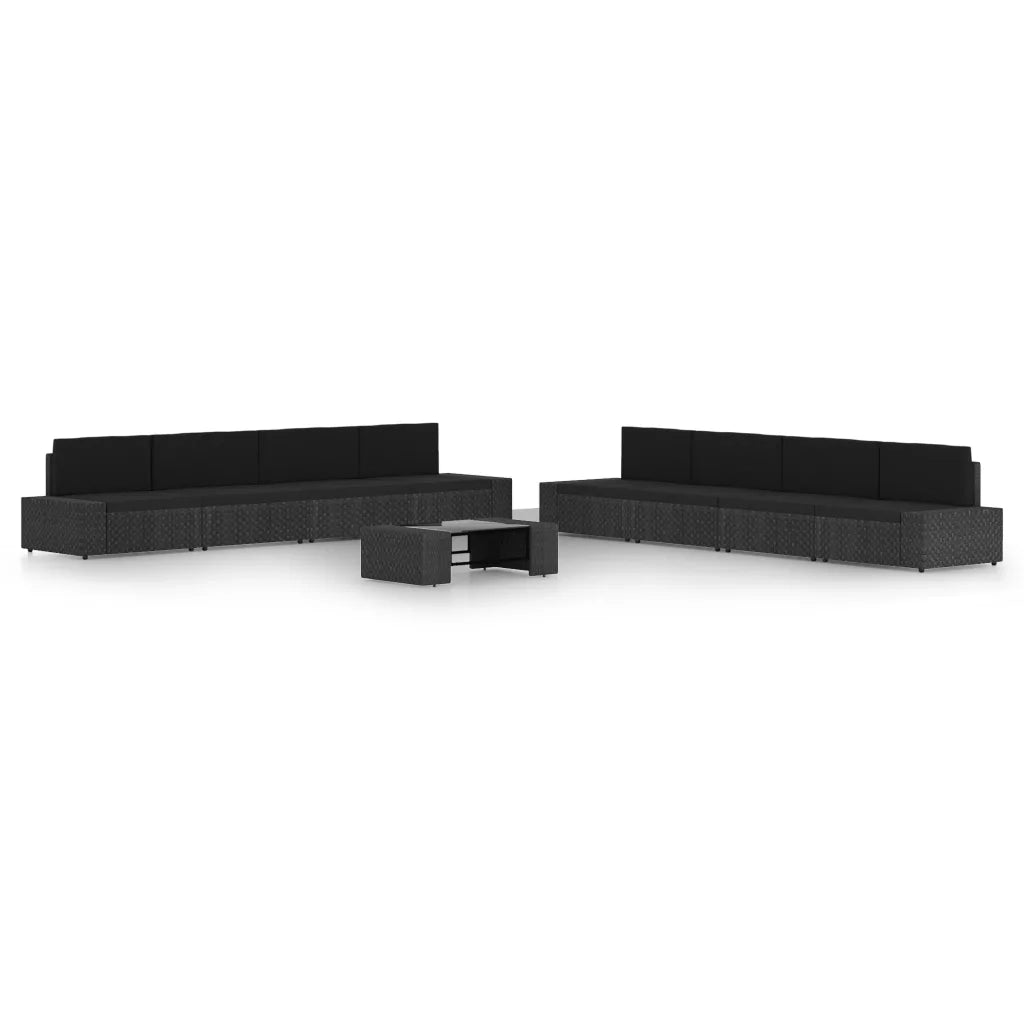 Set Divani da Giardino 9 pz con Cuscini in Polyrattan Nero cod mxl 36139