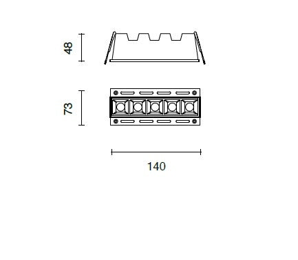 SUB SMALL  FARETTO DA INCASSO 5 LUCI 10W 3000K 805LM IP20 L.14CM