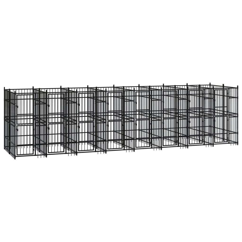 Cuccia/gabbia/recinto/zaino per cani da esterno acciaio 14,75 m² nero 02_0041792