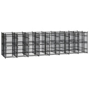 Cuccia/gabbia/recinto/zaino per cani da esterno acciaio 14,75 m² nero 02_0041792