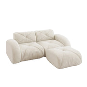 Divano modulare in chenille; seduta in schiuma 32D; senza telaio; carico 200 kg; beige chiaro