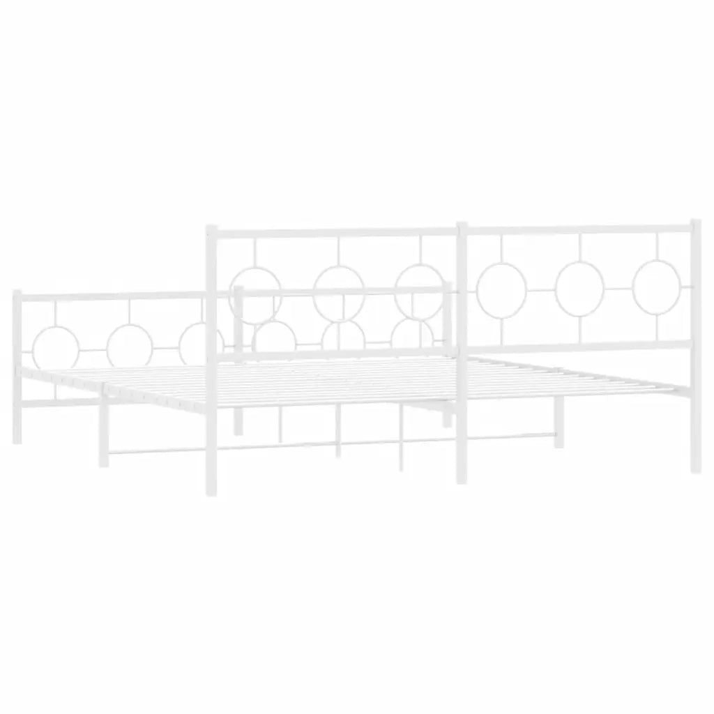 Giroletto con Testiera e Pediera-Struttura Letto Metallo Bianco 183x213 cm 912186