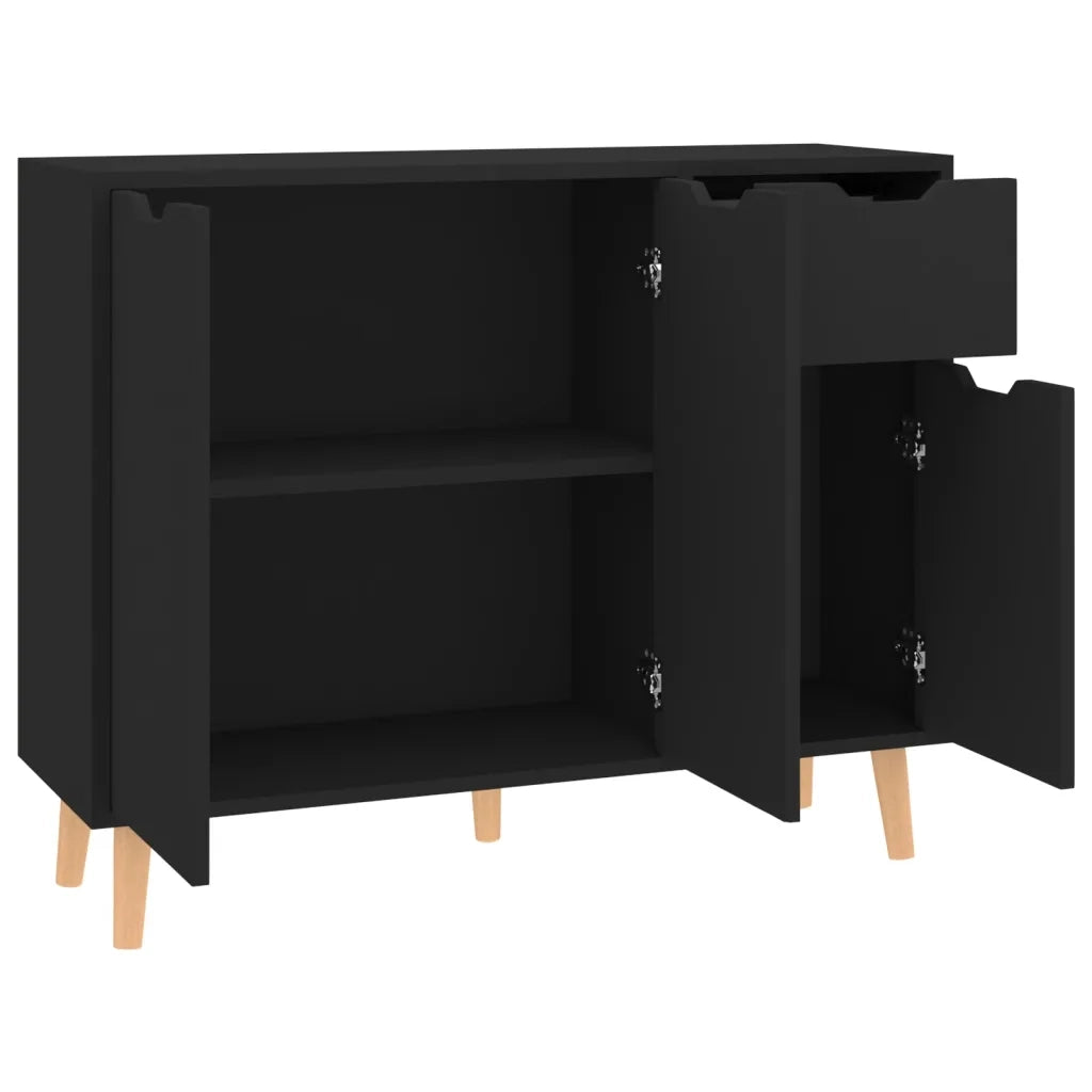 Credenza Nera 90x30x72 cm in Legno Multistrato 326814