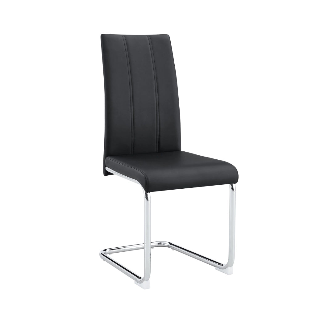 Sedia da Pranzo Moderna Nera in PU e Metallo con Design Ergonomico