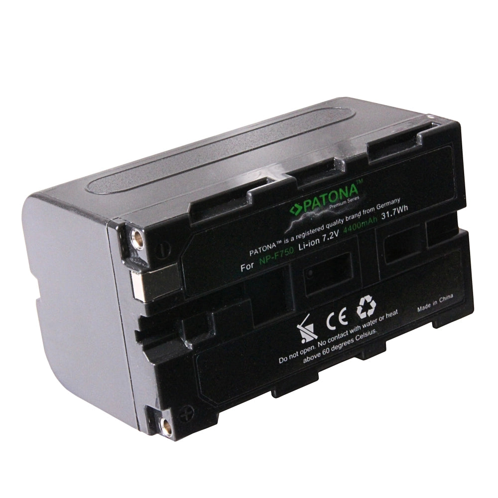 Patona NP-F 750 Batteria agli ioni di litio compatibile Sony NPF, 4400 mAh, 7,4 V, 32,6 Wh, per fotocamere, videocamere, luci LED, accessori fotografici
