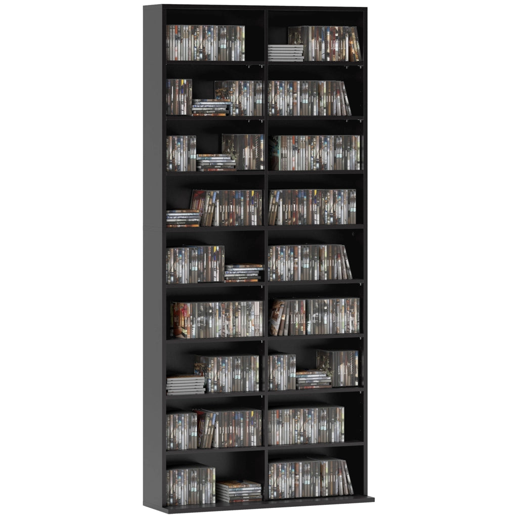 Mobile per CD e DVD 18 compartimenti ¨C Zephmum ¨C Nero 78.5x24x175 cm
