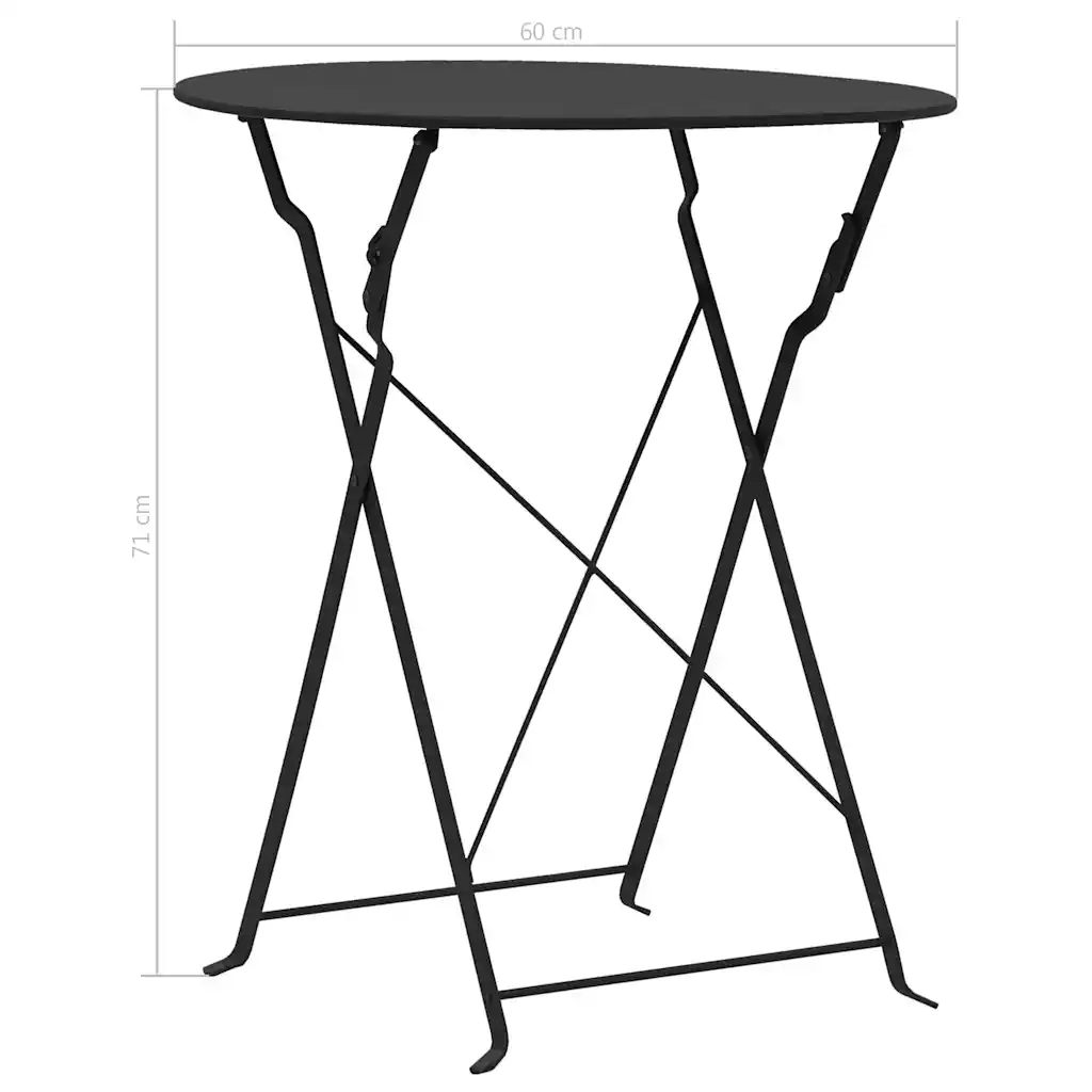 Set da Bistrot 3 pz | Set Salotto da Giardino in Acciaio Nero