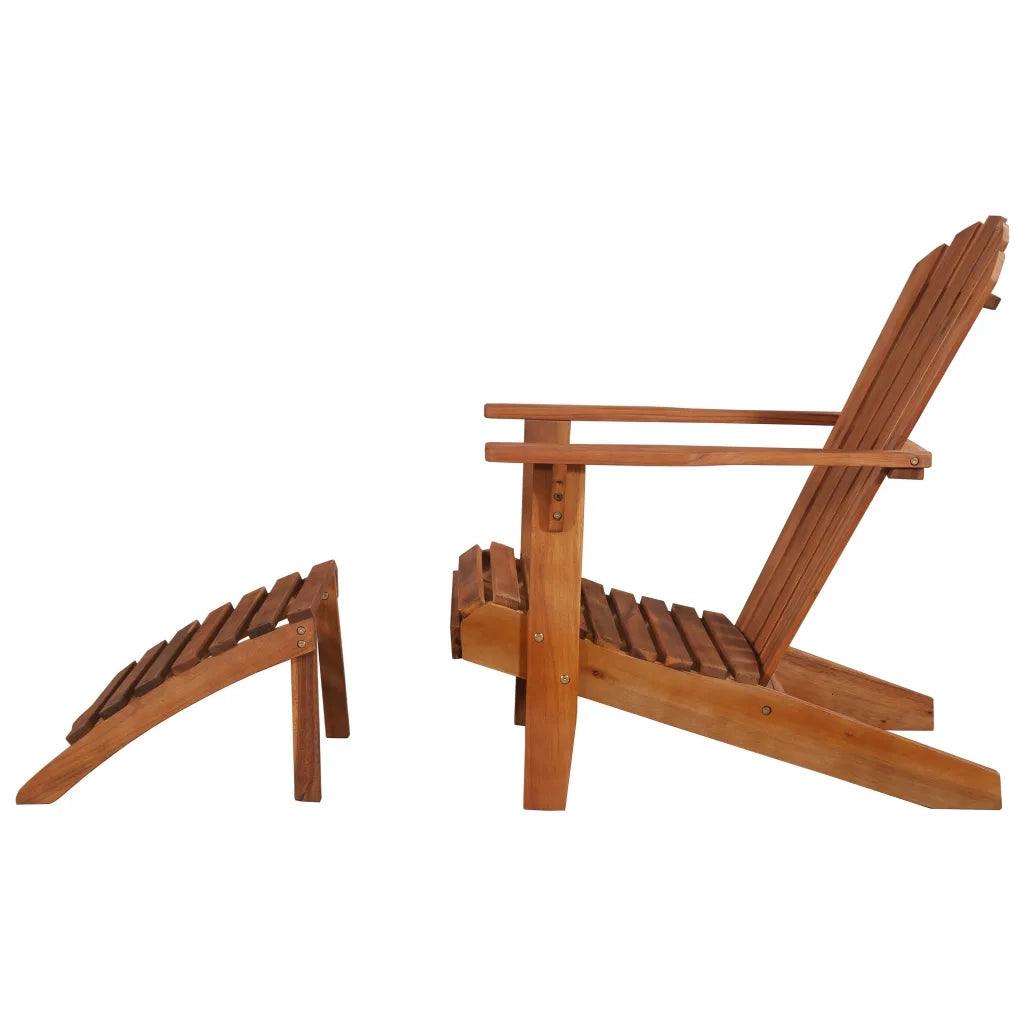 Lettino Prendisole | Sedia da Giardino Adirondack con Poggiapiedi Massello di Acacia