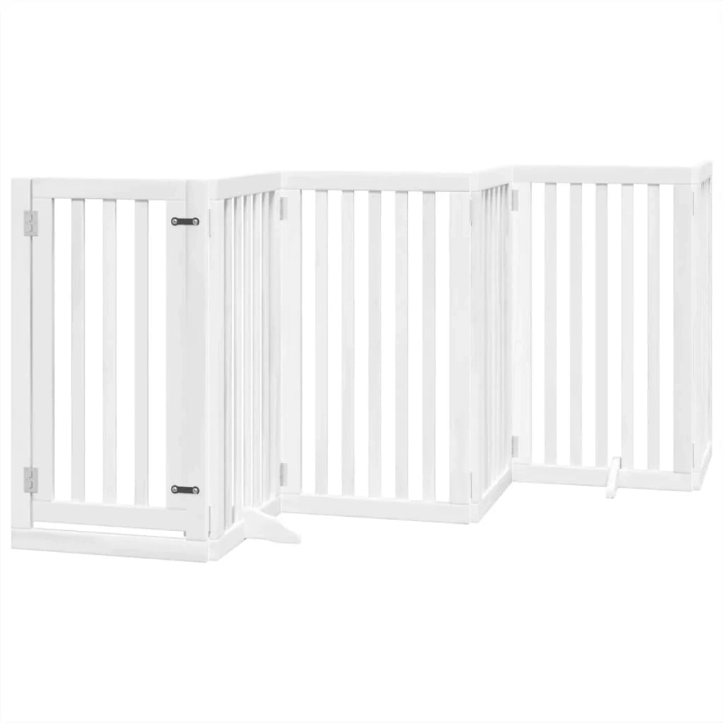Cancelletto e porta di sicurezza per animali domestici 6 pannelli legno di pioppo bianco 02_0023355