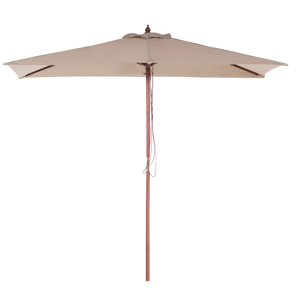 Ombrellone da giardino in tessuto beige sabbia legno di betulla 244 cm resistente agli agenti atmosferici