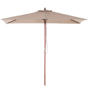 Ombrellone da giardino in tessuto beige sabbia legno di betulla 244 cm resistente agli agenti atmosferici
