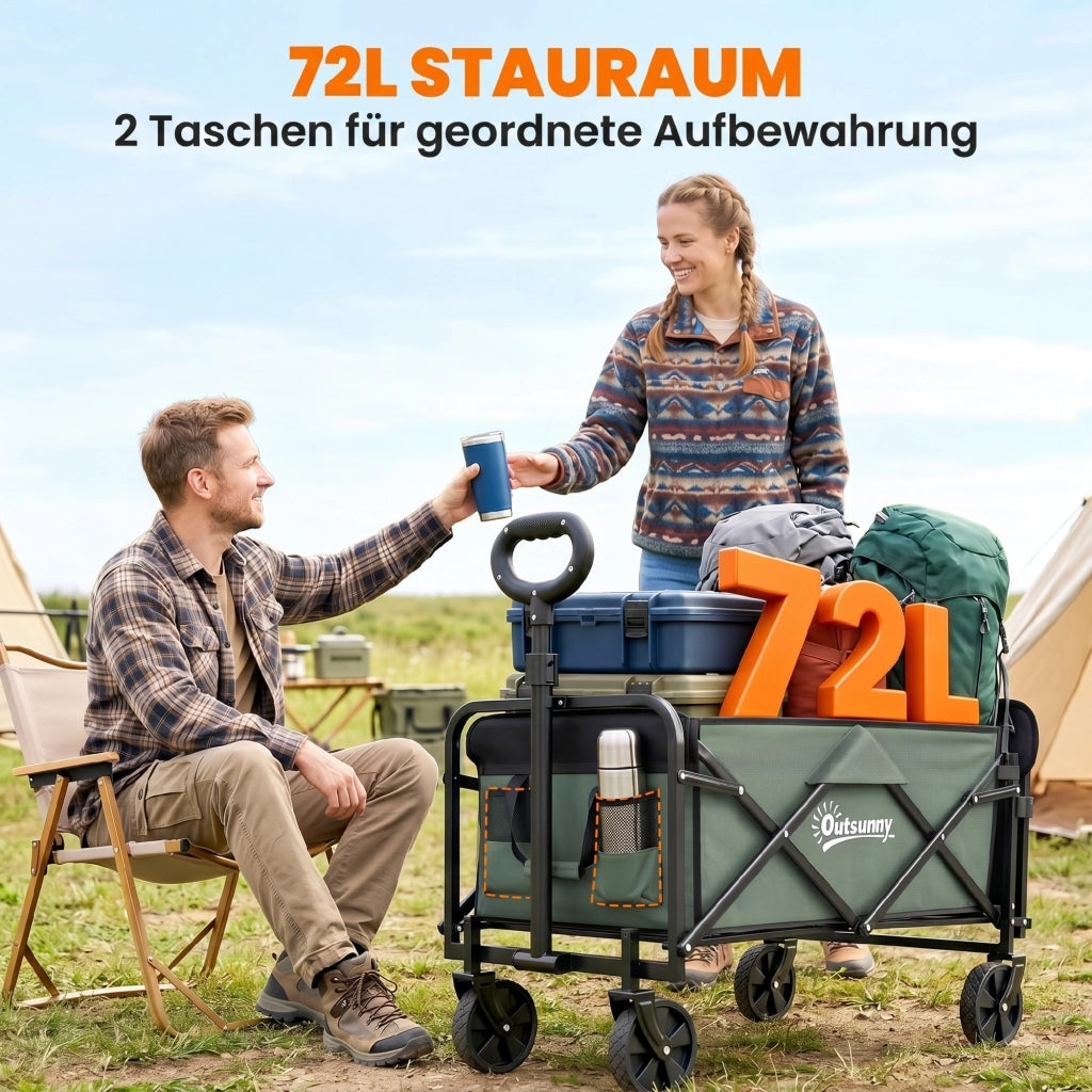Carrello da Giardino Pieghevole ¨C zephmum ¨C Verde 72 Litri