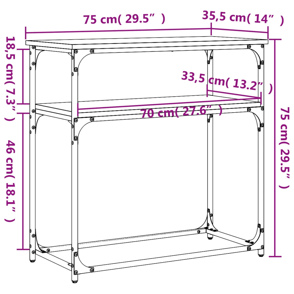 Tavolino Consolle-Tavolino da soggiorno-Tavolo Nero 75x35,5x75 cm in Legno Multistrato
