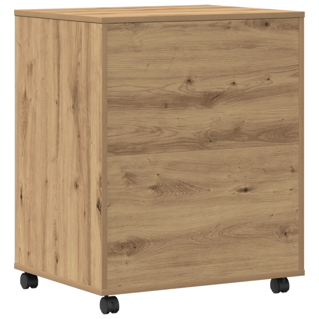 Supporto per Stampante con Ruote Rovere Artigianale 60x48x74 cm