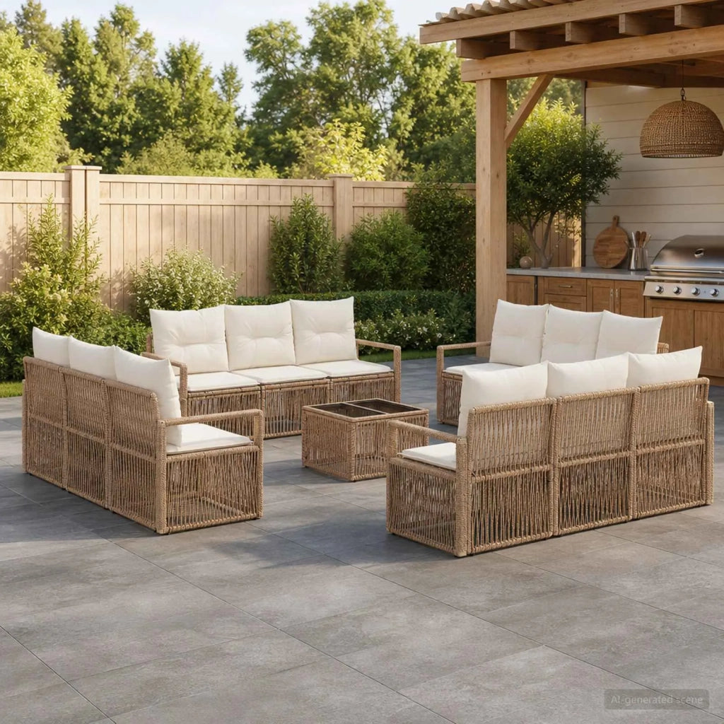 Set Divano da Giardino 13 pcs Beige polyrattan 3435666