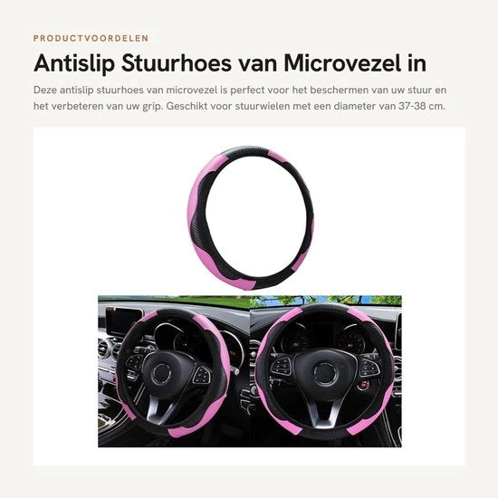 Guida auto con cuscinetto antislip - Resistente al calore - Foderato con microfibra - Diametro 37-38 cm - Flessibile - Ideale per regali - Guida auto