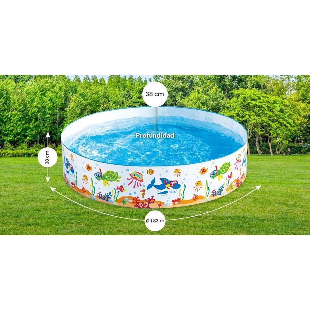 Trade Shop - Piscina Rigida 183x38cm Pvc Bambini Tartaruga Animali Marini Fuoriterra Casa Giardino 017925 -