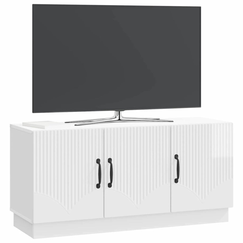 Mobile TV Bianco Lucido 99 x 34,5 x 47 cm Legno ingegnerizzato 895409