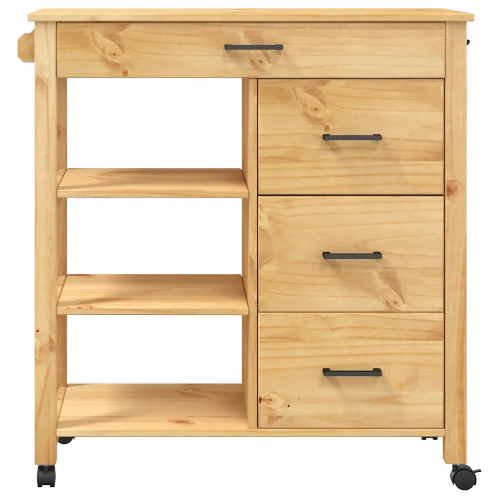 Carrello da Cucina-Scaffale per Cucina MONZA 84x40x88,5 cm in Legno Massello di Pino 610143